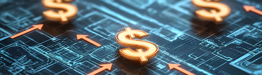 Poster - Financial growth strategies business sector infographic digital environment aerial view economic development