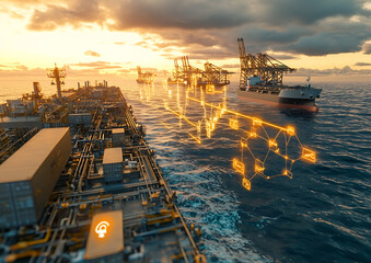 Poster - innovative maritime operations offshore oil platform digital transformation ocean environment aerial