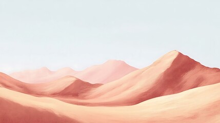Wall Mural - Pink Desert Mountain Range Landscape.