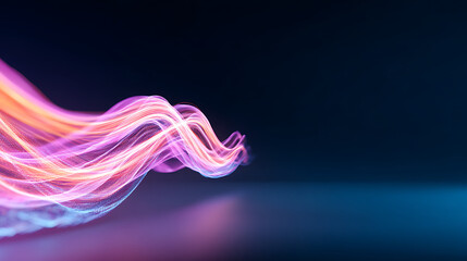Poster - Purple pink glowing blurred abstract gradient wave on black background grainy noise texture banner copy space