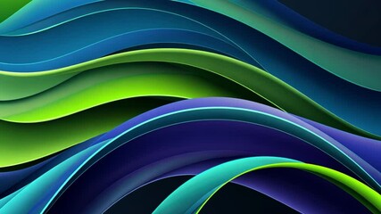 Poster - vibrant abstract background with flowing waves in green and blue smooth curves and textures create d