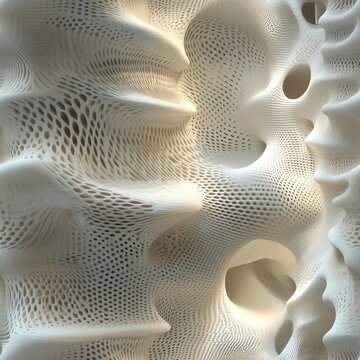 Abstract White Organic Structure with Perforated Surface for Modern Design