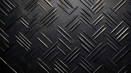 Poster - Dark gray metallic diamond plate texture background.