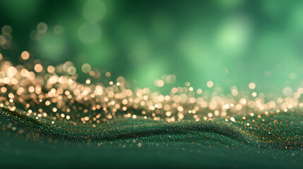 Poster - Grainy texture green gradient background glowing light dark backdrop noise grain effect banner header design copy space