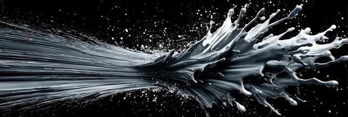 Poster - Dynamic Splash of Black Paint Creates Striking Visual Impact Against Black Backdrop