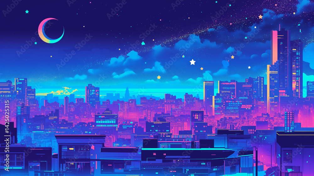 都市の夜景 抽象アート写真　A3サイズ 都市の夜景のアートポスター:urban_nightscape_8955 通販