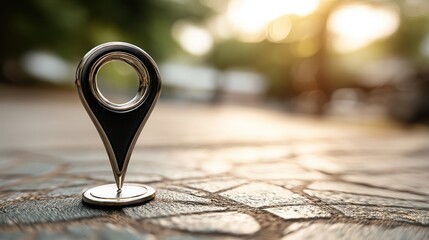Poster - Simple map pin symbolizing urban design and zoning concepts impacting city development and spatial planning initiatives