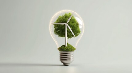 Poster - Innovative light bulb featuring a tree symbolizing eco-friendly technology for environmental solutions and sustainability