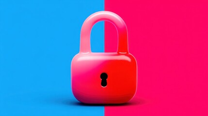 Poster - Pink and blue padlock representing data security and privacy concepts essential for protecting information in various regions