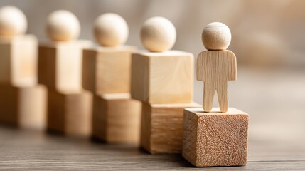 Poster - wooden man standing on block of wood representing employment opportunities in data privacy and infor