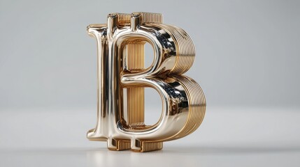 Poster - A shiny gold letter b symbolizing digital currency and crypto asset economy in a modern financial landscape