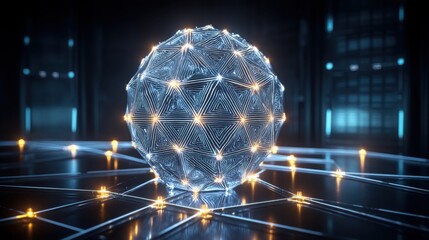 Poster - a glowing sphere with radiant light representing digital identity concept for verified e-commerce an