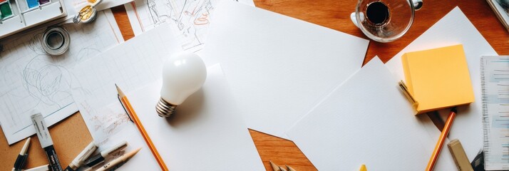 Poster - Creative Workspace Designed for Financial Planning, Startup Ideas, and Investment Strategies With Planning Tools and Inspiration