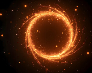 Poster - A Captivating Swirl of Embers and Floating Sparks, A Mesmerizing Overlay Forming a Luminous Ring of Energy and Warmth, Symbolizing Creation and Transformation