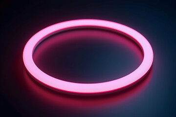 Poster - A Vibrant Neon Ring with Sci-Fi Glow Creates a Modern Abstract Design, Offering a Futuristic and Eye-Catching Visual Element for Contemporary Projects