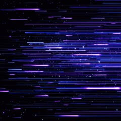 Poster - Streaking Violet and Blue Light Trails on a Black Space Background with Scattered Stardust