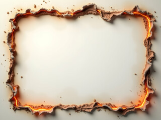 Poster - Abstract Burnt Edge Frame with Glowing Border on Neutral Tone Background, High Resolution Text Overlay Template for Presentations and Designs