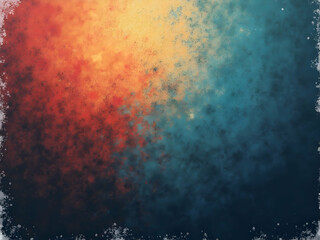 Poster - Abstract Gradient Overlay, A Dynamic Blend of Warm Orange, Fiery Red, and Cool Blue Hues with Light Edges and Micro Grain Noise for Creative Projects
