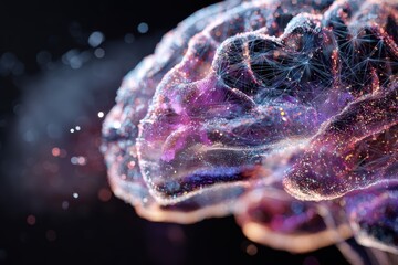 Poster - Abstract artistic human brain illustration digital neural network artificial intelligence structure