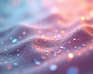 Poster - Abstract Macro, Floating Glitter with Soft Gradient Hues Evokes Dreamy Atmosphere and Gentle Movement, Perfect for Backgrounds and Visuals
