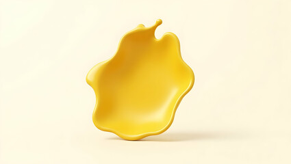 Poster - Abstract mustard splash with smooth, dynamic form, creating a visually appealing element that adds a burst of vibrant color on a simple background
