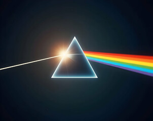 abstract representation of light dispersion, showcasing refraction through a prism and the creation 