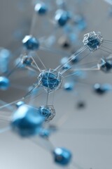 Aufkleber - Complex molecular structure model in blue tones elegant futuristic network visualization