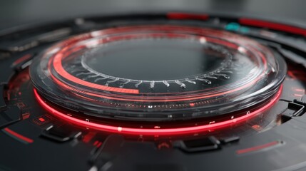 Poster - Futuristic interface with red illumination modern advanced technology in abstract visualization
