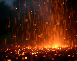 Poster - Captivating fire rain overlay, Glowing ember streaks illuminate the scene, creating a mesmerizing and dynamic display with a touch of magic and intensity