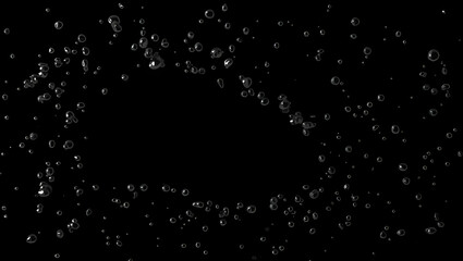Poster - Delicate Dance of Tiny Bubbles, An Abstract Vision of Foam Floating in the Void, Expressing Liquid Dynamics and the Beauty of Simple Shapes in Dark Serenity