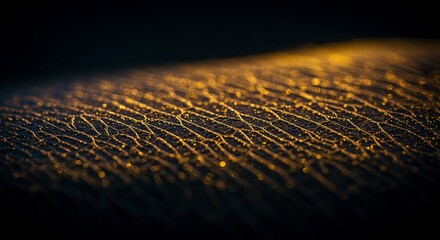 Poster - The image is a close up of a leather surface with a gold-toned texture