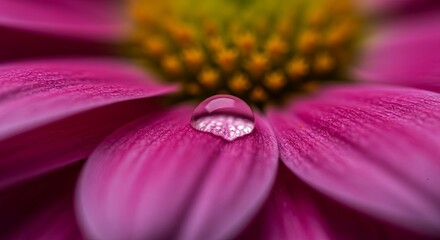 Aufkleber - A close up of a pink flower with a single drop of water on it