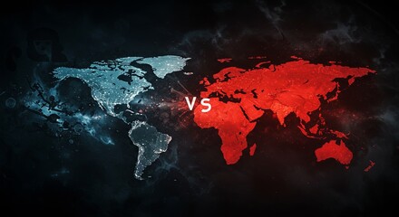 Poster - A world map is shown with the words vs on it