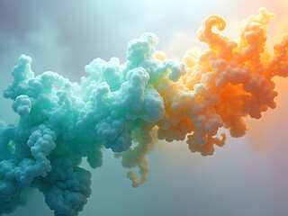 Poster - Dreamlike cloud formation in vibrant hues, swirling together in an ethereal dance, a captivating symphony of color and form under a soft, diffused light