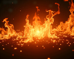 Poster - Dynamic Fire Burst Overlay, Sharp Flames Erupting with Intense Energy and Fiery Brilliance, Creating a Visually Stunning and Explosive Effect for Graphic Design
