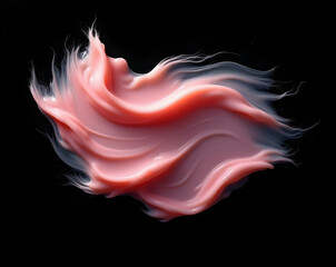 Poster - Elegant and Smooth Flowing Pink Cream Swirl Against a Plain Setting, Representing Beauty, Skincare and Artistic Expression with Fluid Motion