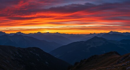 Poster - The sky is painted with a beautiful orange and pink hue, creating a serene