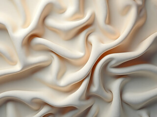 Poster - Elegant Cream Fabric Waves, A Soft Textile Texture for Graphic Design and Blending, Showcasing Fine Linen Pattern Detail and Gentle Folds for Visual Appeal