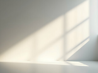 Poster - Elegant minimalist interior featuring a play of light and shadow created by curved objects and patterns, perfect for contemporary design and serene atmosphere