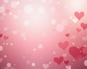 Poster - Elegant pink backdrop featuring frosted glass effect overlay, enhanced with charming heart shapes and bokeh, ideal for romantic or celebratory designs