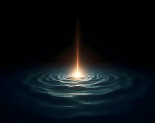 Poster - Enigmatic flare illustration emanating from profound liquid depths, captivating viewers with a dance of light and mysterious serenity, surreal art