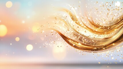 Poster - Abstract luxury backdrop with flowing gold lines and radiant light effects