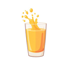 Poster - Dynamic citrus juice illustration showcasing vibrant splash on a dark background