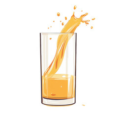 Poster - Invigorating splash: A refreshing orange drink cascading into a glass illustration