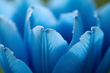 Aufkleber - macro detail of blue tulip petal structure, a study in texture, color, and form, showcasing the deli