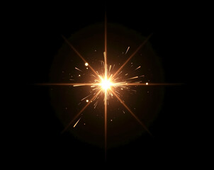 Poster - Radiant Starlight Sparkle Burst, A Luminous Display of Cosmic Energy Against a Smooth, Deep Space Canvas Showcasing Ethereal Brilliance and Dynamic Light Play