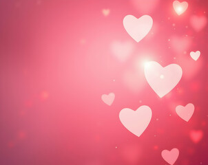 Poster - Romantic Pink Hues, A Shimmering Bokeh Background with Floating Heart Shapes Evoking Love, Affection, and Valentine's Day Festivities with Dreamy Aesthetics