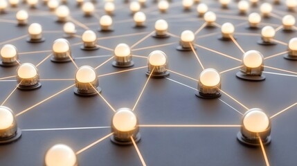 Poster - Futuristic grid system with glowing pathways digital environment abstract viewpoint