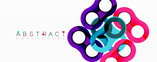Poster - Colorful abstract circles overlap creating dynamic composition. Modern design elements suggest connection, technology, innovation. Bright hues provide visual interest.