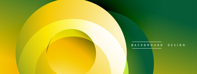 Leinwandbilder - Abstract design features layered circular shapes. Yellow, green hues blend smoothly creating dynamic visual effect. Modern aesthetic suitable for backgrounds, presentations.